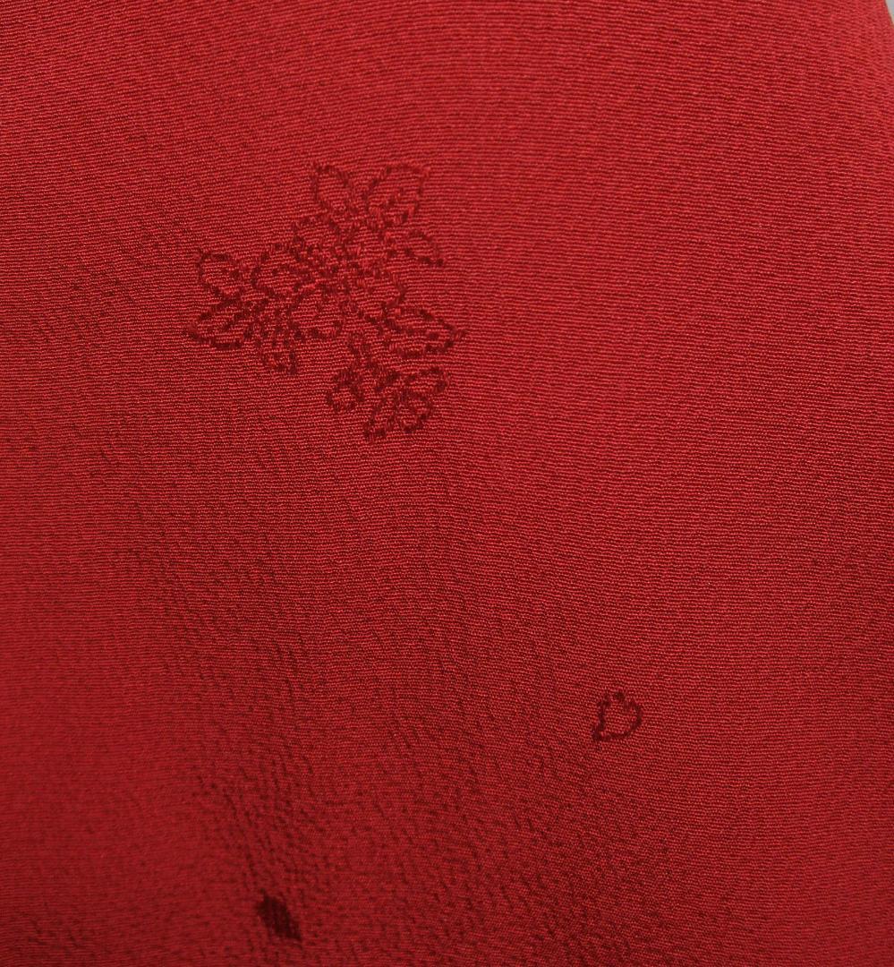 山本寛斎/赤無地桜地紋/比翼仕立て 振袖フルセット　ｍ55　成人式