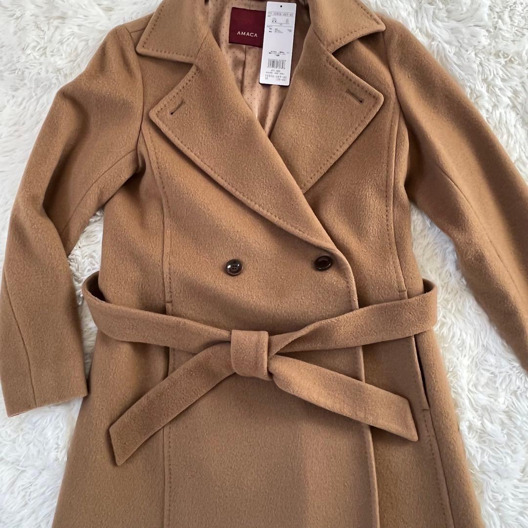 美品　AMACA コート　カシミヤ混　キャメル　チェスターコート　36