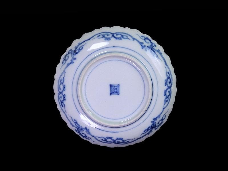 大聖寺伊万里　色絵　芥子の花図　輪花　５寸皿　F345AS-fbtz