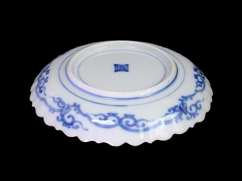 大聖寺伊万里　色絵　芥子の花図　輪花　５寸皿　F345AS-fbtz