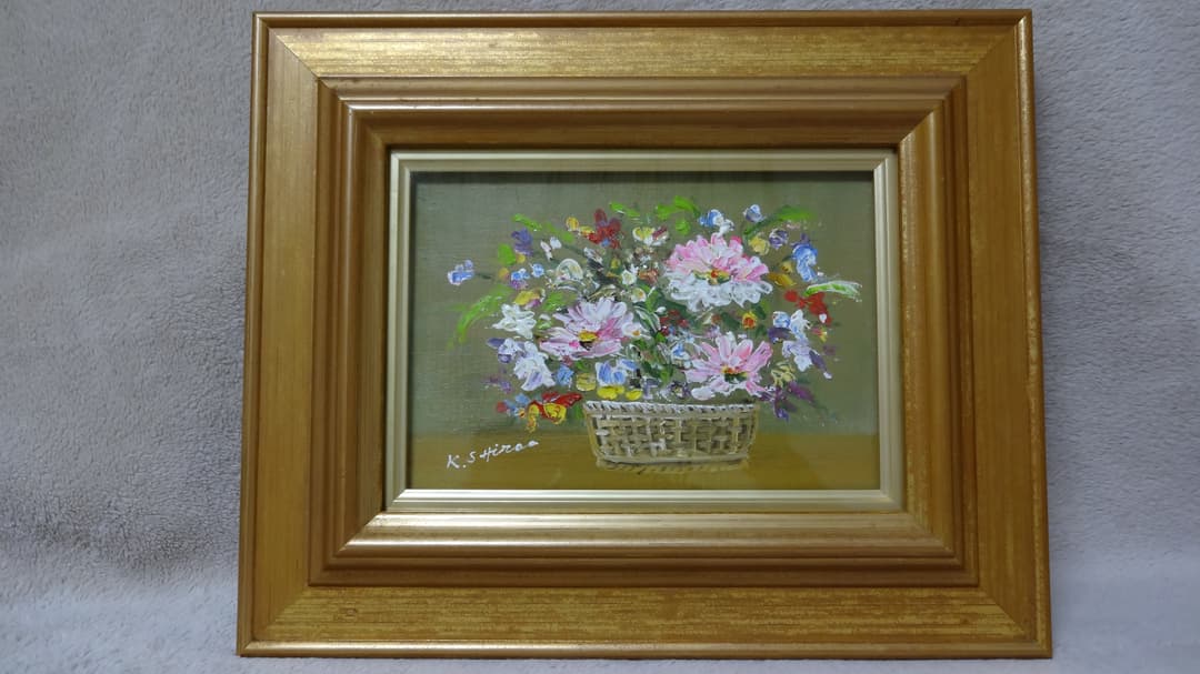 希少 油絵 創美会創立者 白尾健一  真作 「無題」フラワーアレンジメント