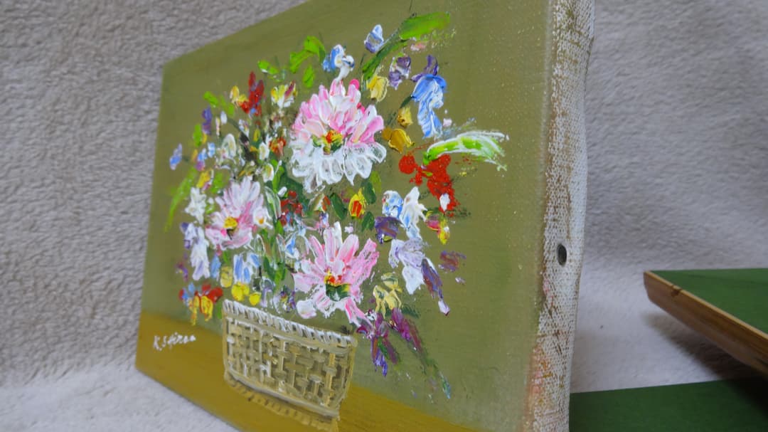 希少 油絵 創美会創立者 白尾健一  真作 「無題」フラワーアレンジメント