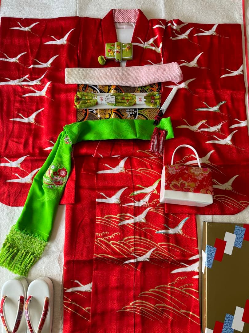 専用です★七五三　逸品　千總　正絹綸子　波を駆ける鶴　波　七歳着物