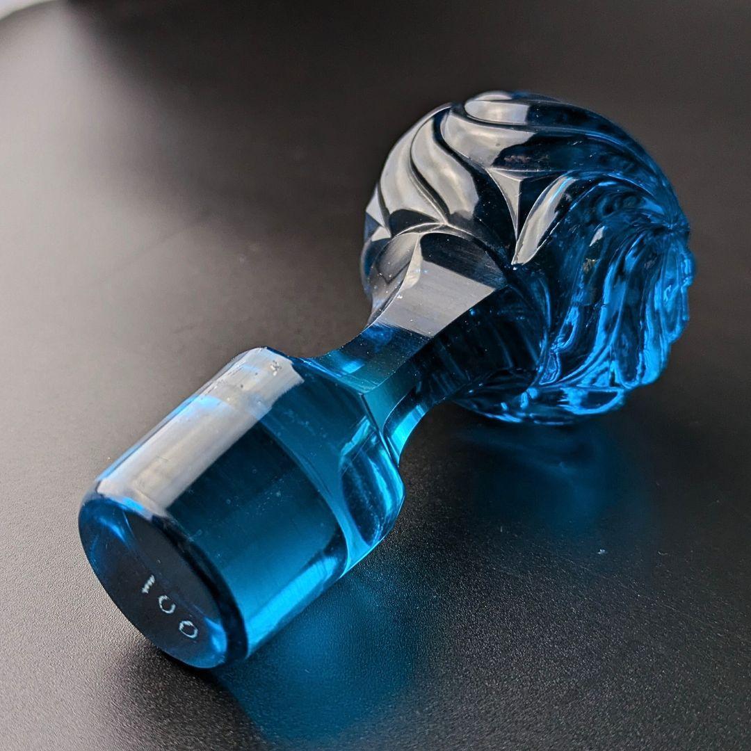 心奪われる鮮烈さ★オールドバカラ ロザース 26㎝カラフェ 金彩 ブルー