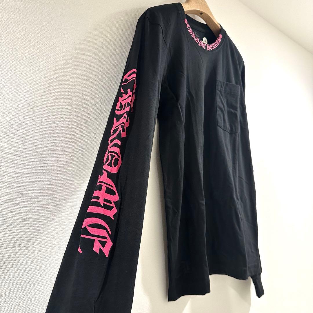 【新品正規品】CHROME HEARTS 長袖Tシャツ　ブラック　ピンク S