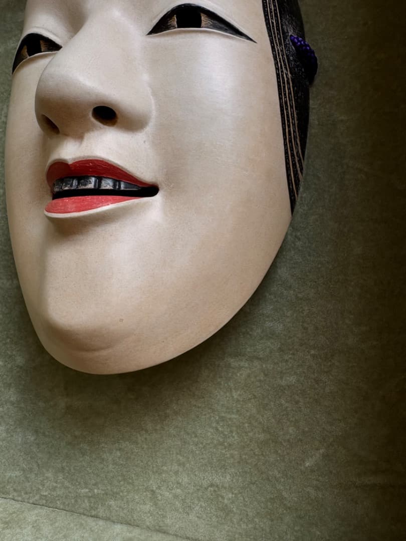 能面　工芸品　額入り　『陽春』　お面　女系　村雨?　f922
