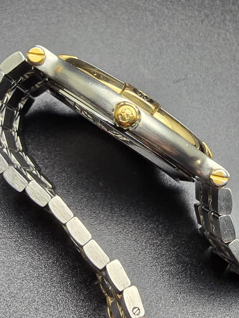 稼働品 OH済 GUCCI グッチ 9000M 腕時計 シルバーゴールド メンズ