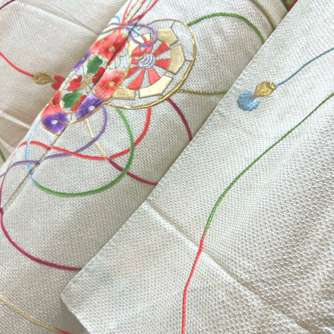 381 振袖フルセット 正絹 黄緑 グリーン 絞り 総刺繍 駒刺繍 レトロ