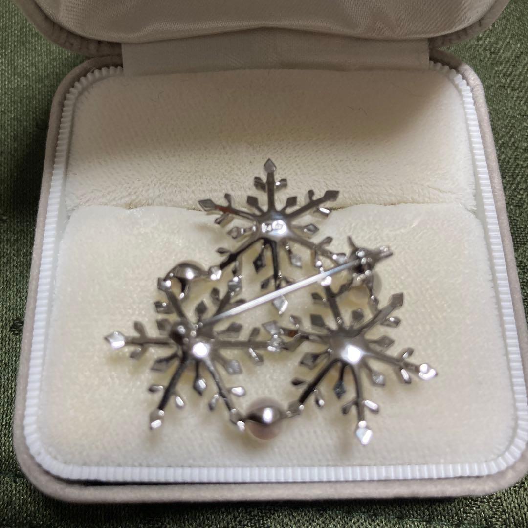 美品　ミキモト　パールブローチ 雪の結晶