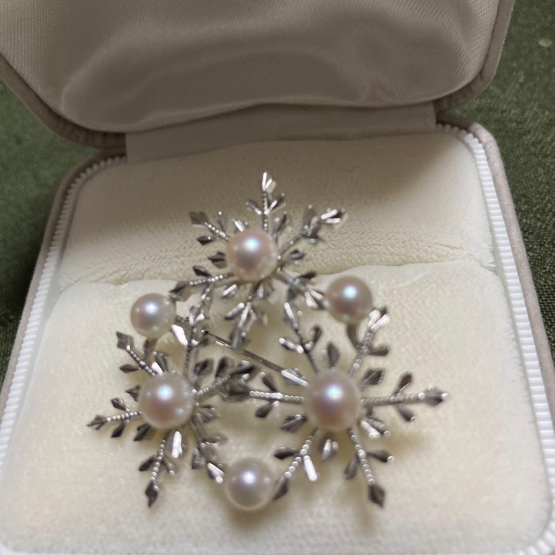 美品　ミキモト　パールブローチ 雪の結晶
