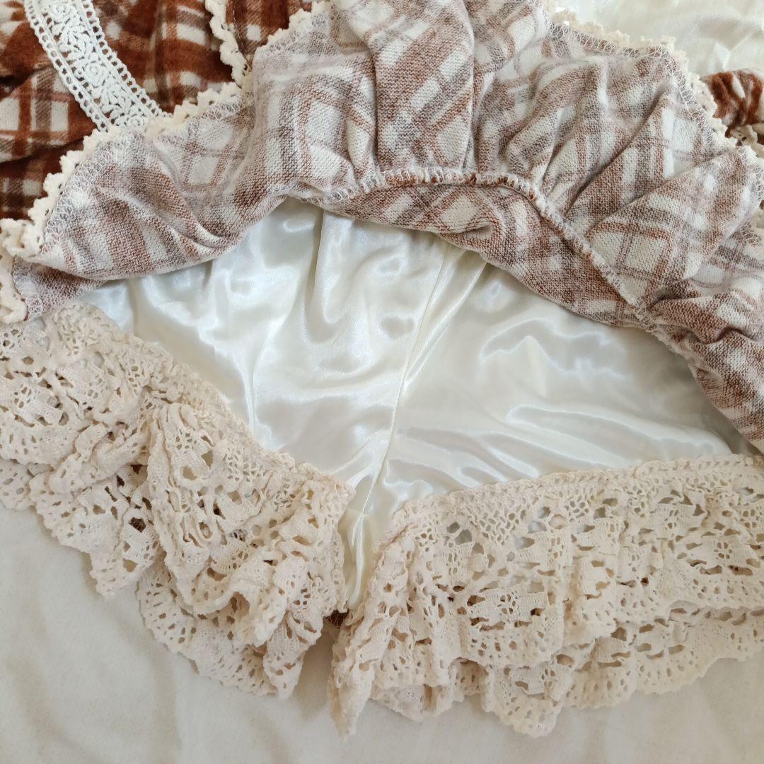 【タグ付き】LIZ LISA　00S希少　起毛チェックコットンレース　スカパン