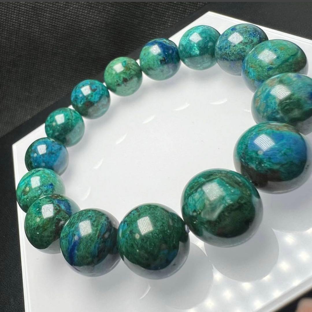 【67024】高品質 大玉 クリソコラ 14mm ブレスレット 天然石