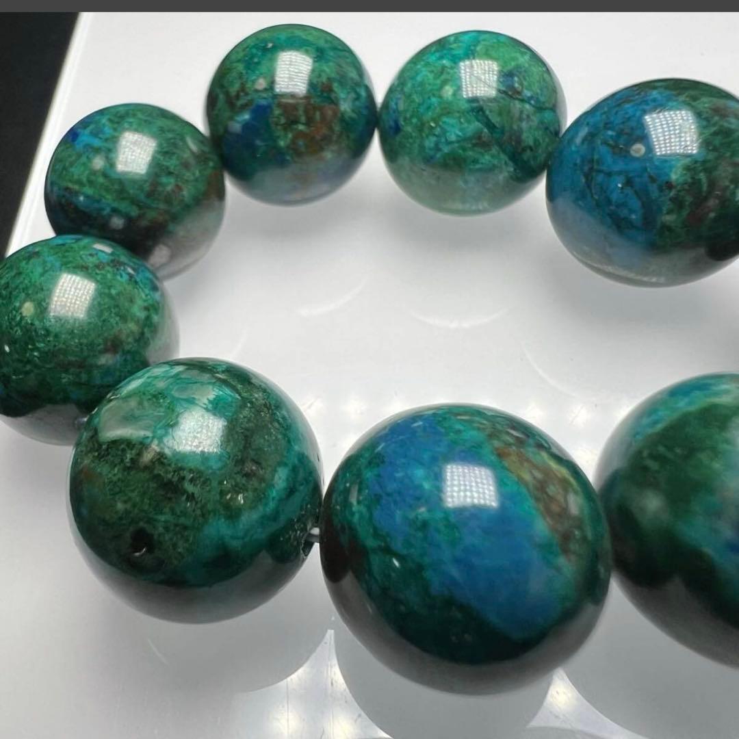 【67024】高品質 大玉 クリソコラ 14mm ブレスレット 天然石