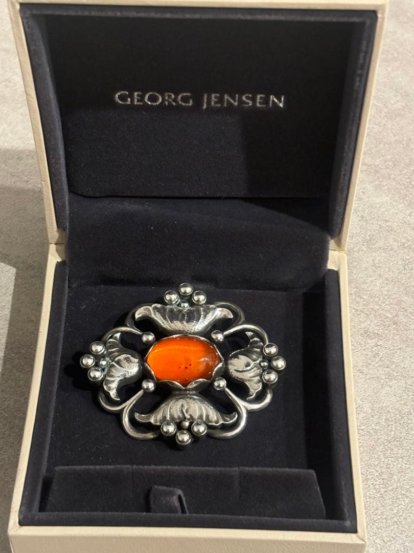 ジョージジェンセン ブローチ 173 琥珀 AG925  