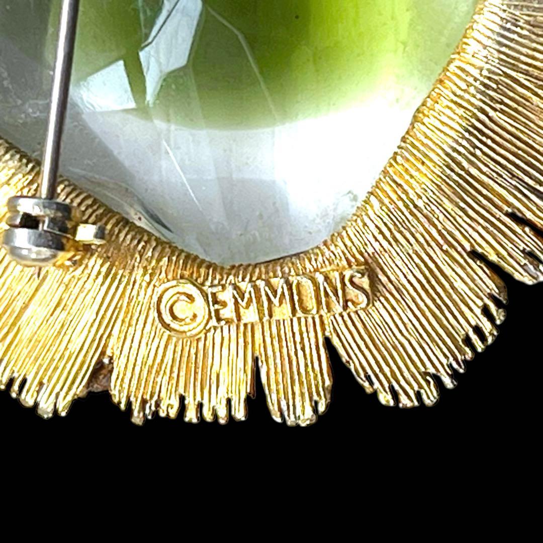 レアデザイン☆EMMONS☆ツートーンギブレガラス☆ビッグサイズスクエアブローチ