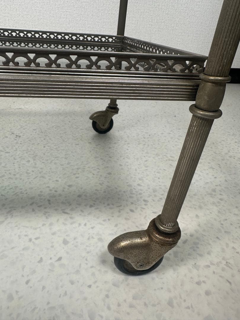 ティー トローリー キッチン ワゴン ガラストップ フランス製 ※i4※