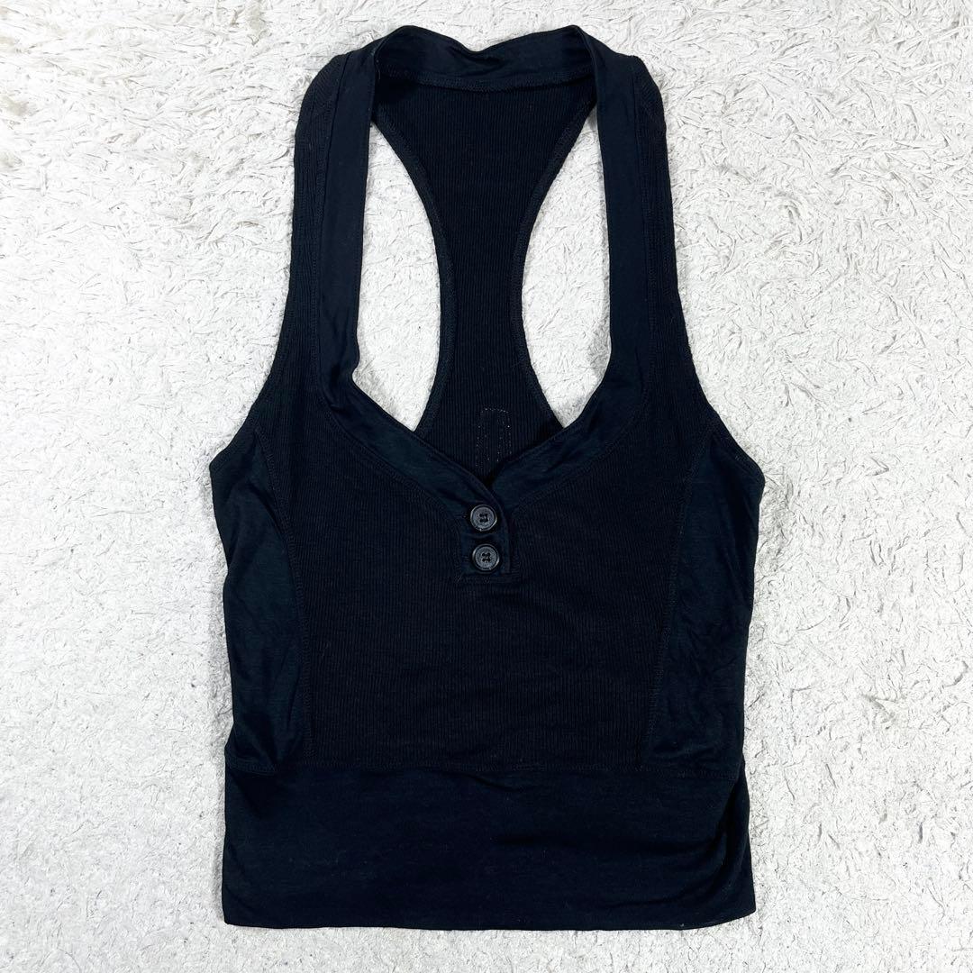 alice auaa アリスアウアア ショート丈 タンクトップ Y2K ブラック