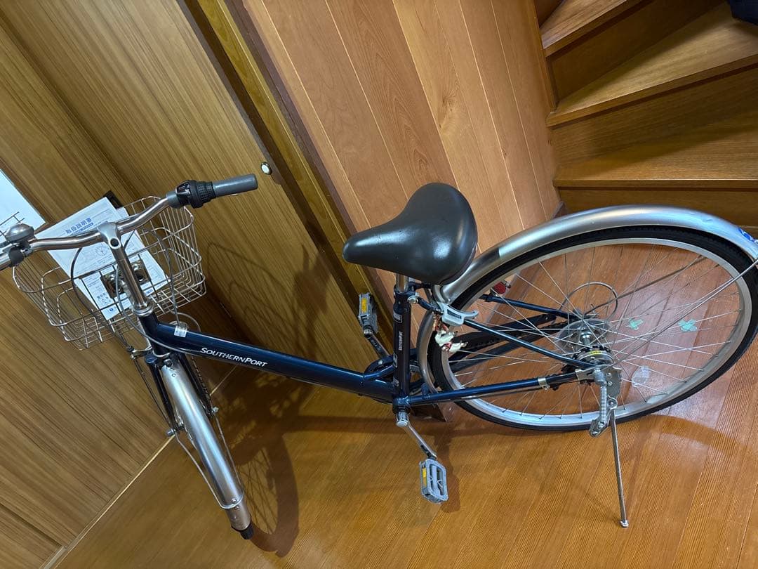 27インチシティサイクル ダークネイビー 前カゴ付き