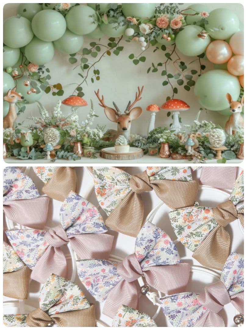 秋色花柄リボン100個　くすみカラー　業務用トリミングチョーカー　ピンクベージュ