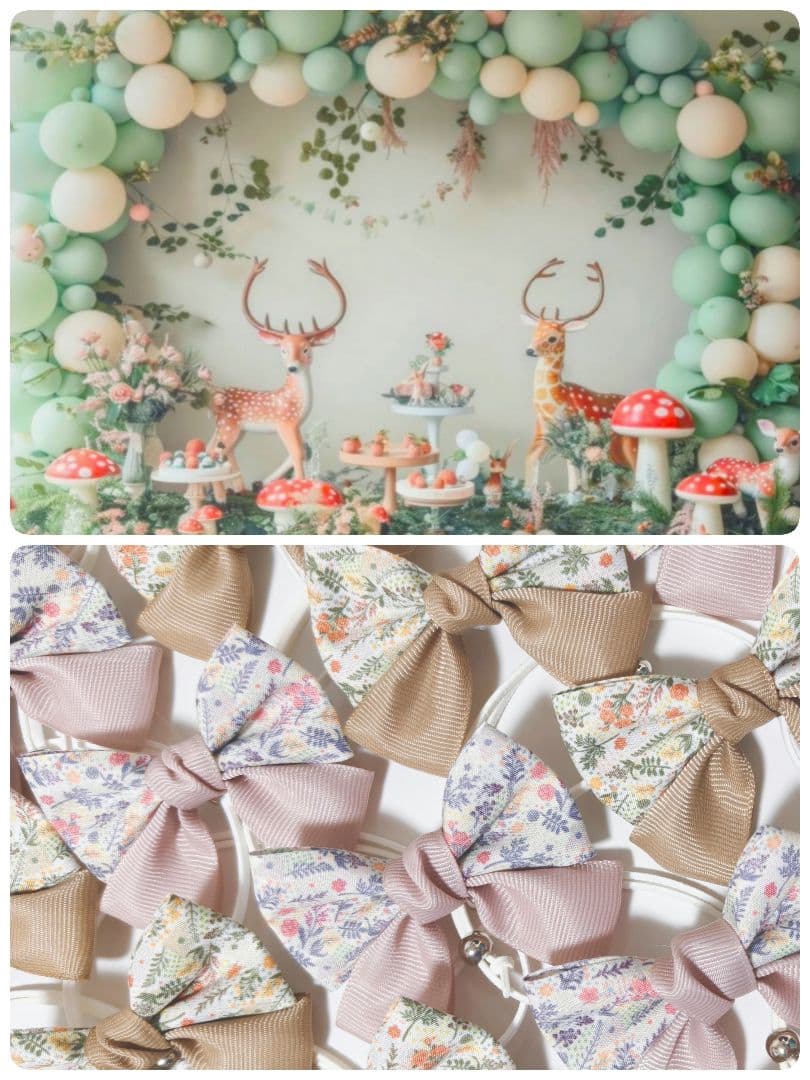 秋色花柄リボン100個　くすみカラー　業務用トリミングチョーカー　ピンクベージュ