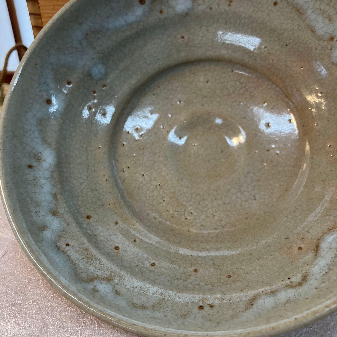 茶道具　茶碗　平茶碗　作者不明　仕覆付　共箱　夜寒焼と推定　S1016CW