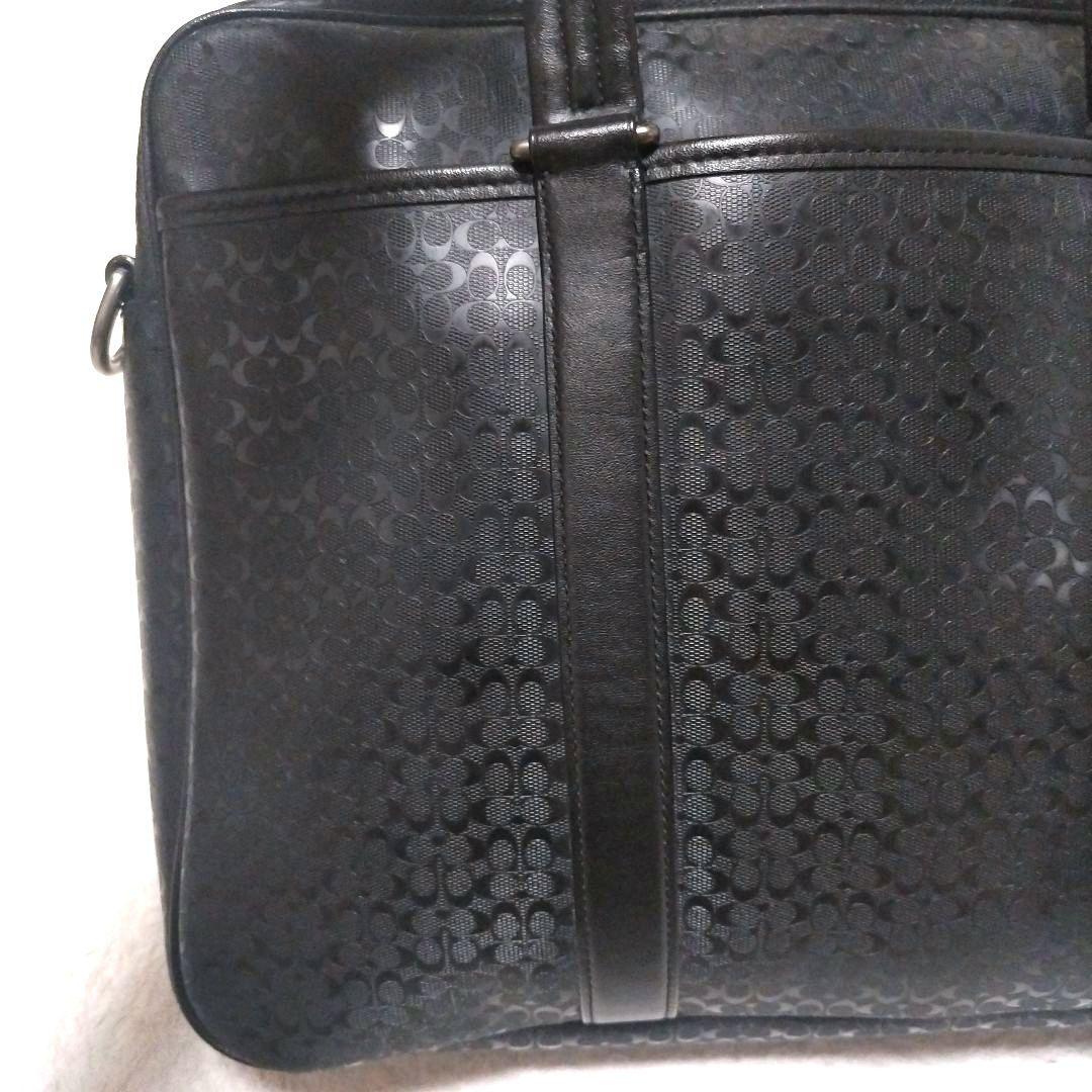【美品】コーチ F70850 ヘリテージ シグネチャー 2way ビジネスバッグ