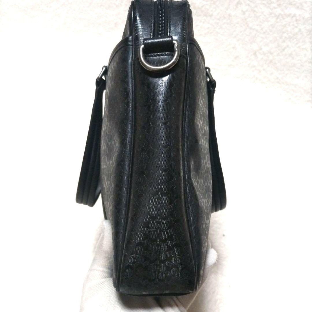 【美品】コーチ F70850 ヘリテージ シグネチャー 2way ビジネスバッグ