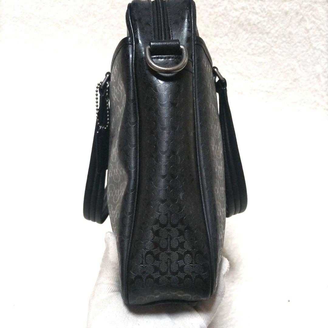 【美品】コーチ F70850 ヘリテージ シグネチャー 2way ビジネスバッグ