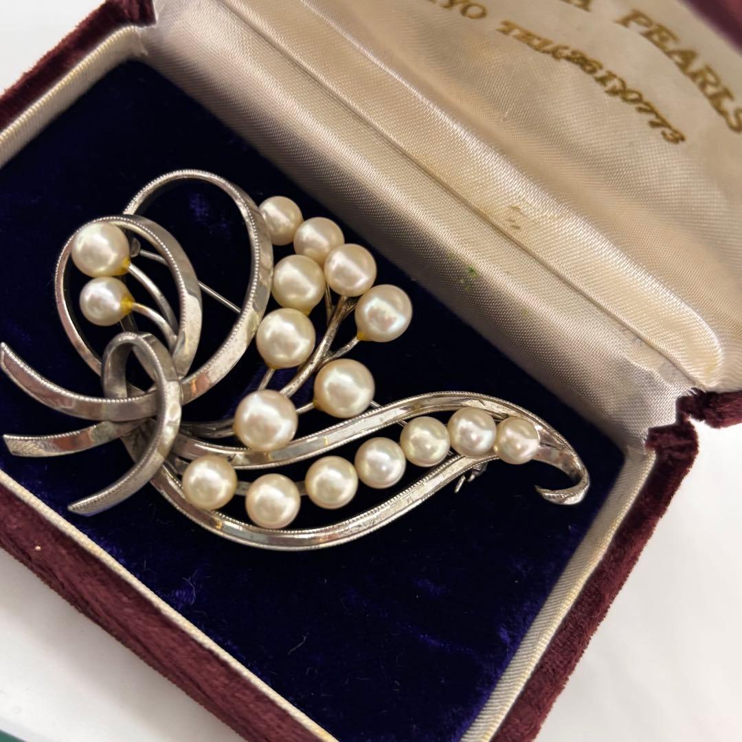 052904 シルバー　本真珠　ブローチ　ネックレス　セット