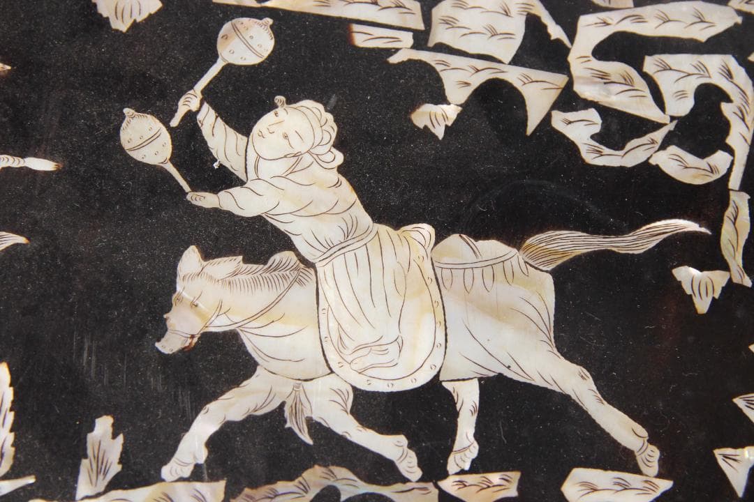 李朝　古朝鮮 朝鮮美術 李朝 螺鈿細工 嵌木造 蓋物　　蓋物 EY11-11