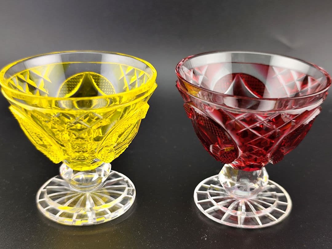 美品☆薩摩切子 薩摩ガラス工芸「瑞氣」盃 酒器（切子、江戸切子、薩摩切子）