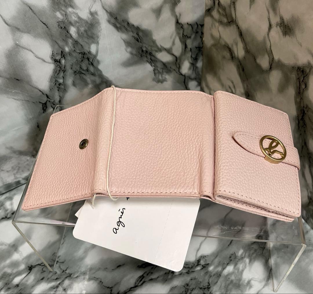 【新品未使用】agnès b. ベビーピンクの 三つ折りミニ財布
