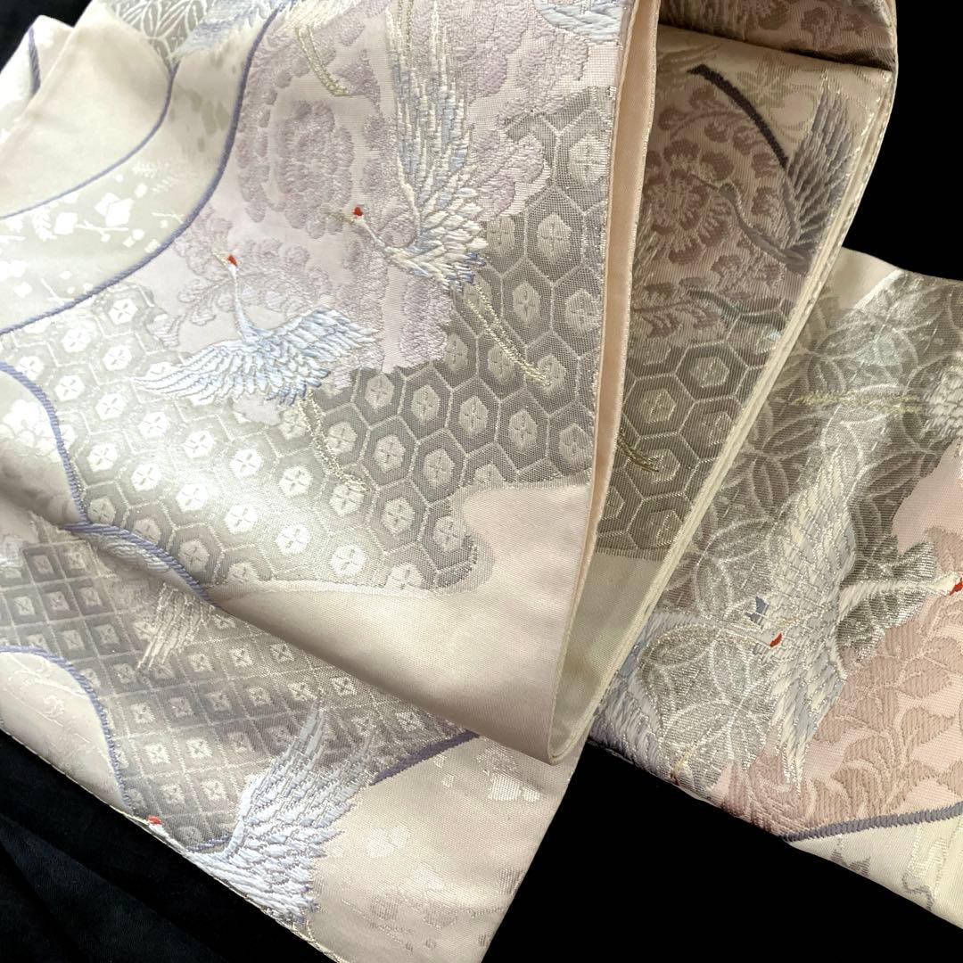 袋帯　ワンタッチ作り帯　マジックテープ【彩錦プラチナ箔】二重太鼓　付け帯