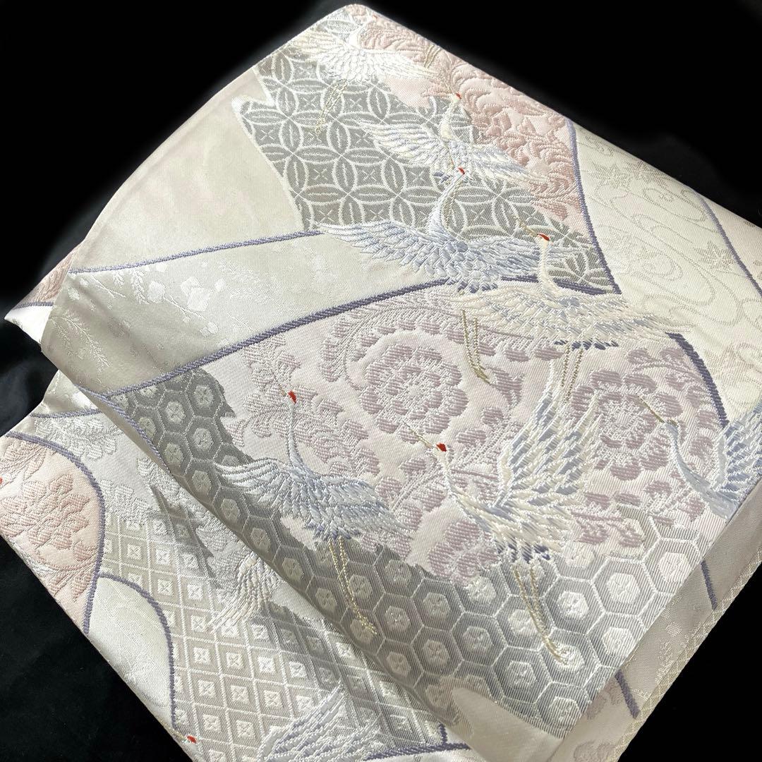 袋帯　ワンタッチ作り帯　マジックテープ【彩錦プラチナ箔】二重太鼓　付け帯