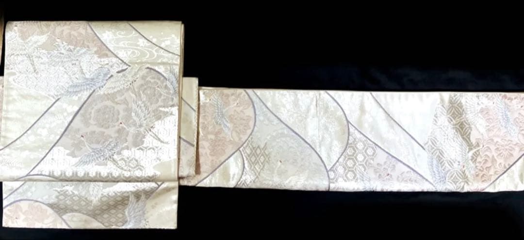 袋帯　ワンタッチ作り帯　マジックテープ【彩錦プラチナ箔】二重太鼓　付け帯