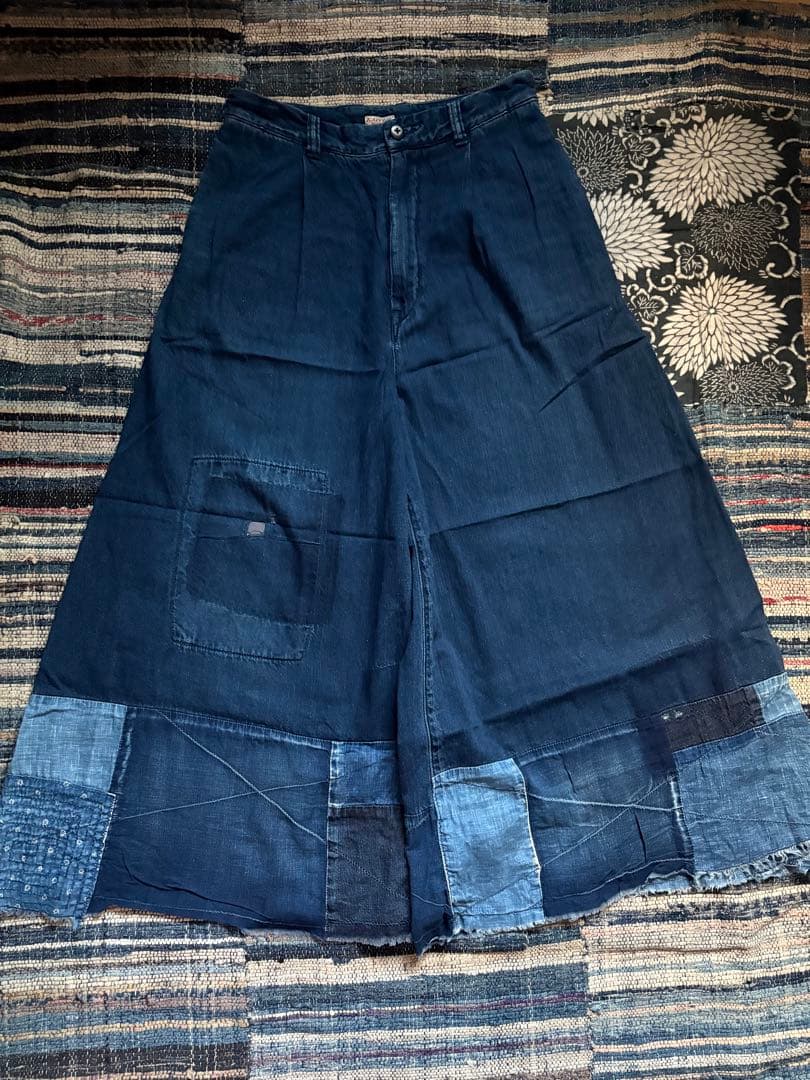 kapital デニムパッチワークガウチョパンツ