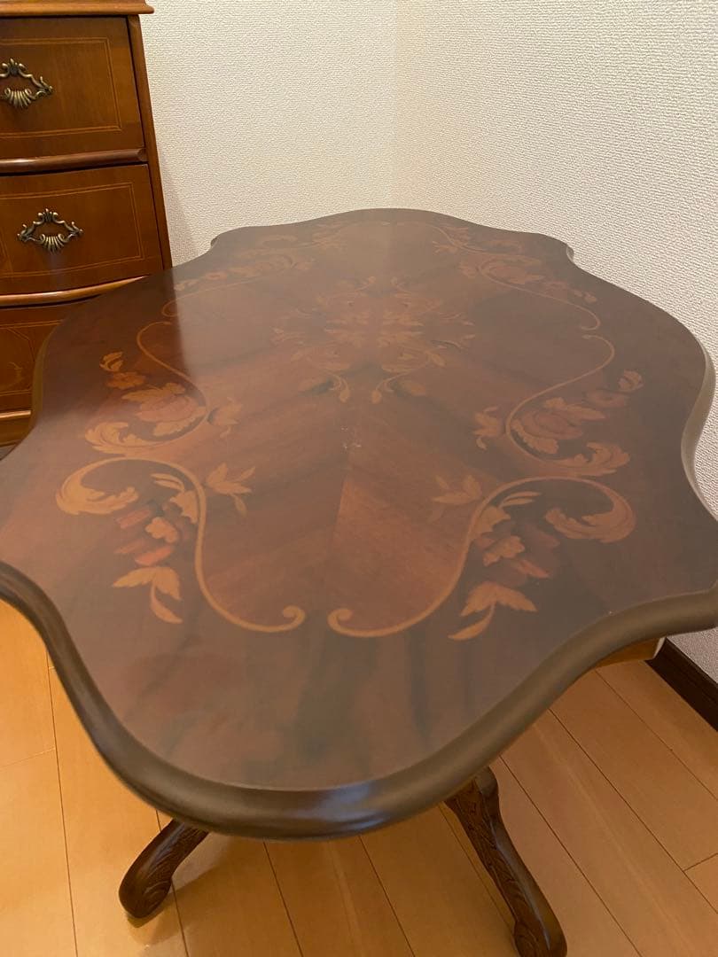 猫脚　象嵌イタリア製　木製テーブル