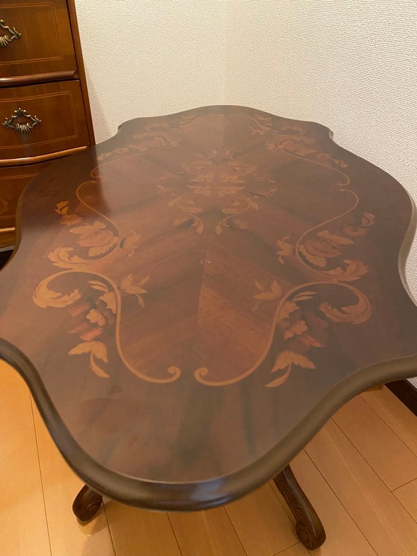 猫脚　象嵌イタリア製　木製テーブル