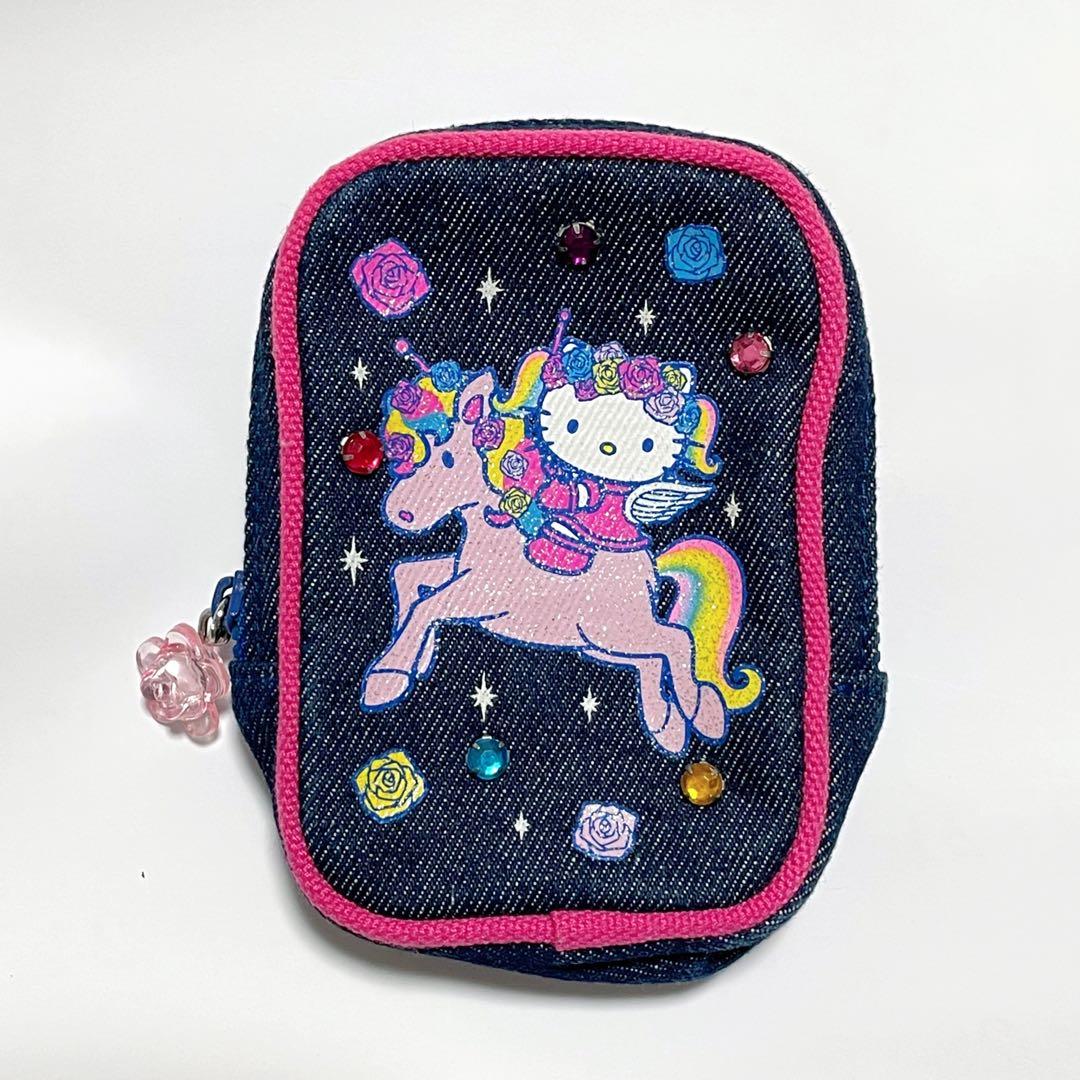 ハローキティ ウイングピース ユニコーン デニム ポーチ サンリオ レトロ 平成