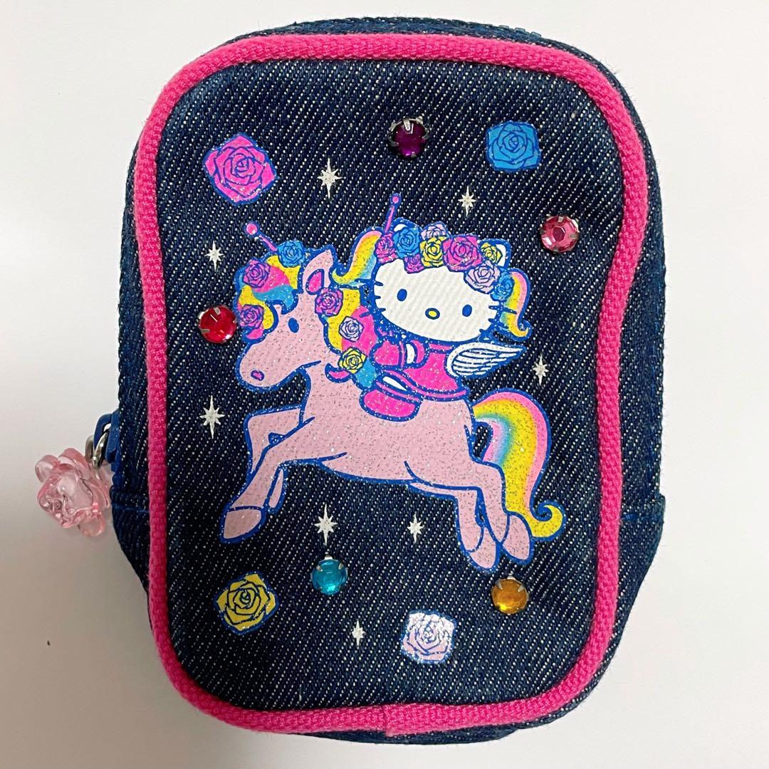 ハローキティ ウイングピース ユニコーン デニム ポーチ サンリオ レトロ 平成