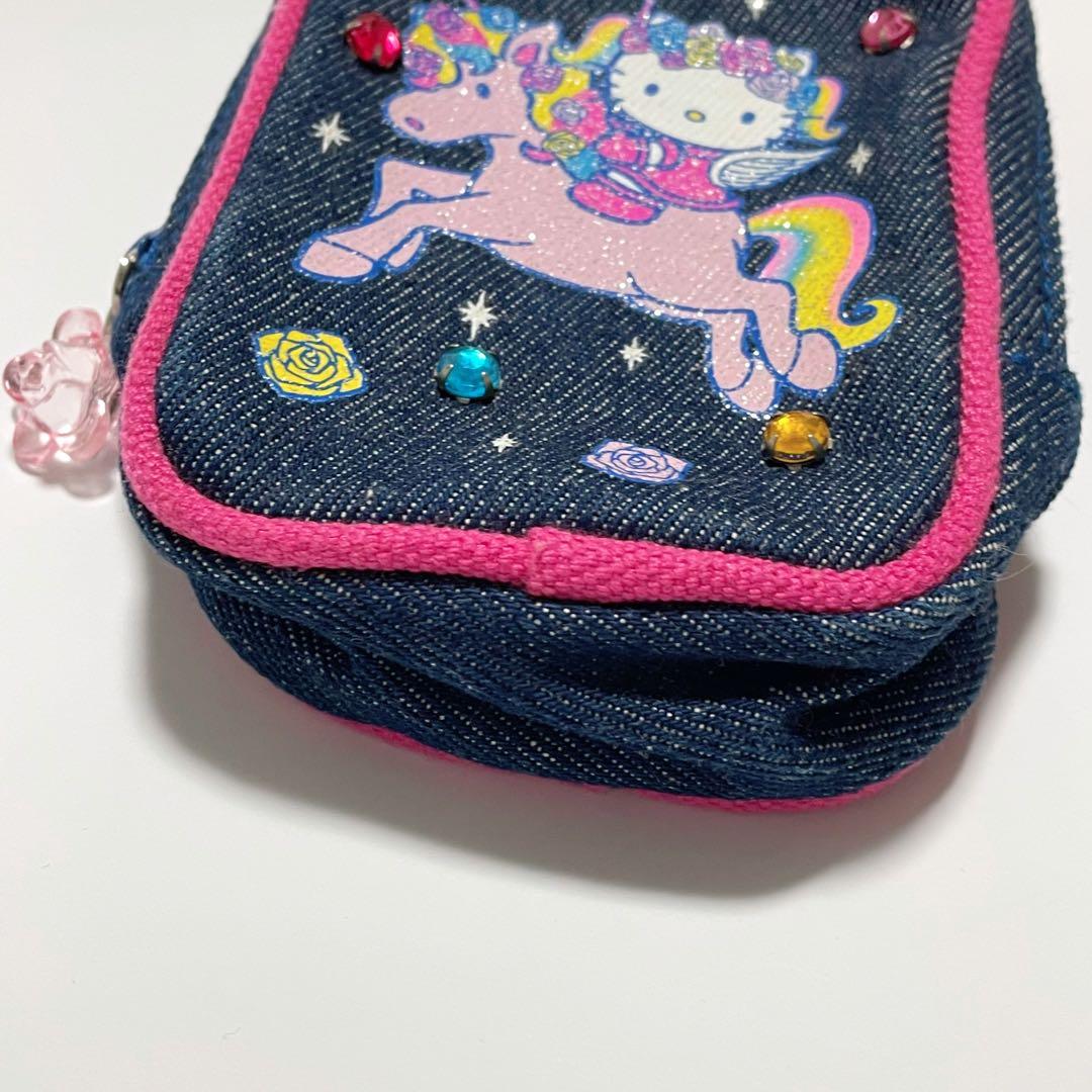 ハローキティ ウイングピース ユニコーン デニム ポーチ サンリオ レトロ 平成