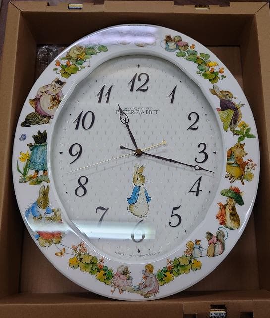 15)訳あり品 セイコークロック製　ピーターラビット 電波掛け時計 正時メロディ