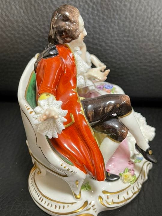 Dresden レース人形　会話が弾むカップル　アンティーク