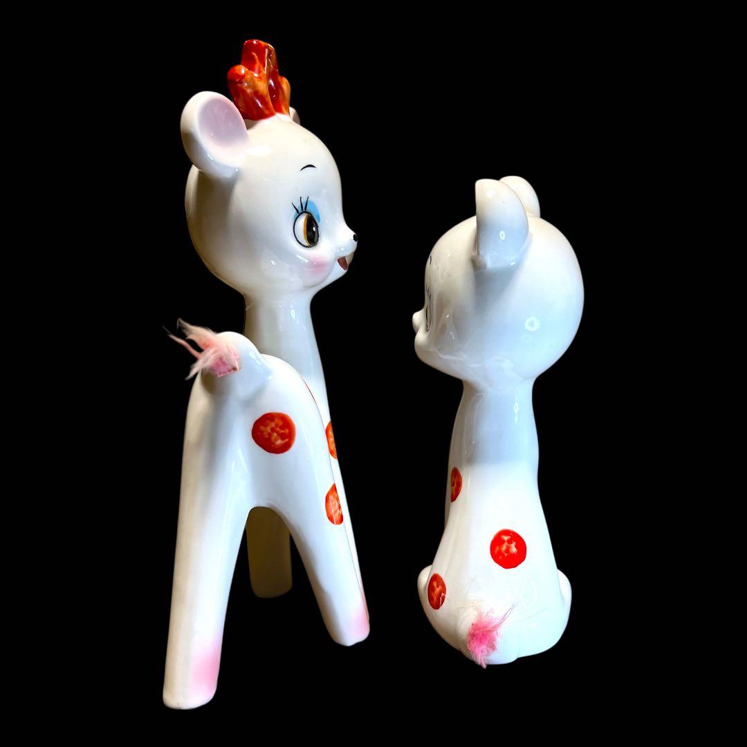 《入手困難》昭和レトロ 内藤ルネ 陶器製バンビ親子セット 置物