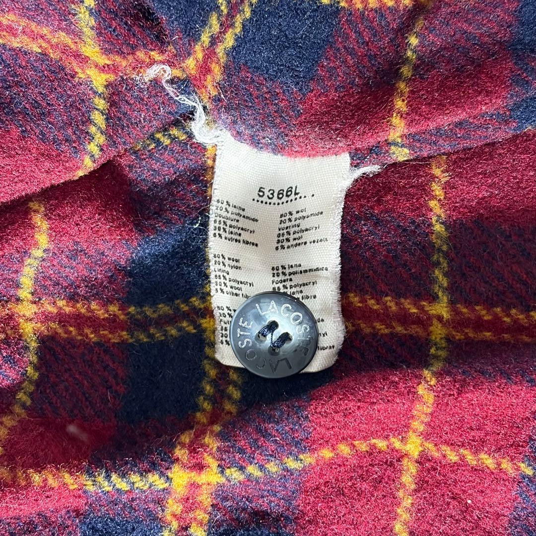 m*u様 【希少訳あり】80sラコステ ウール ハリントンジャケット チェック裏