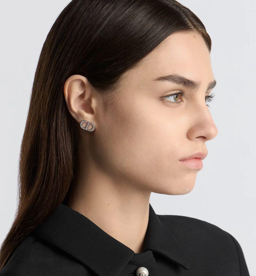 美品】Dior ディオール Petit CD スタッドピアス メタル＆クリスタル