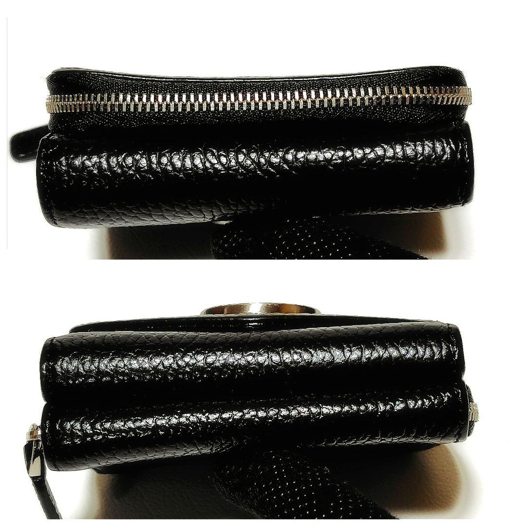 極美品✨　アニエスベー　折り財布　黒　シボ革　金具ロゴ　シンプル