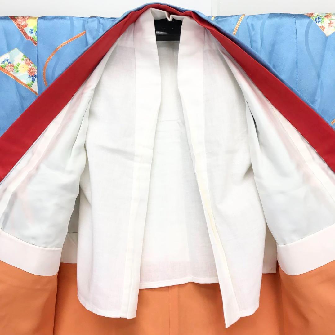 子供着物 半襦袢セット 水色 羽子板と組紐 七五三 3歳 CK-7018