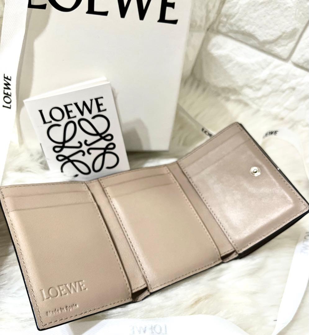 【monpi様】LOEWE トライフォールド 三つ折り財布 グレージュ 箱・巾着
