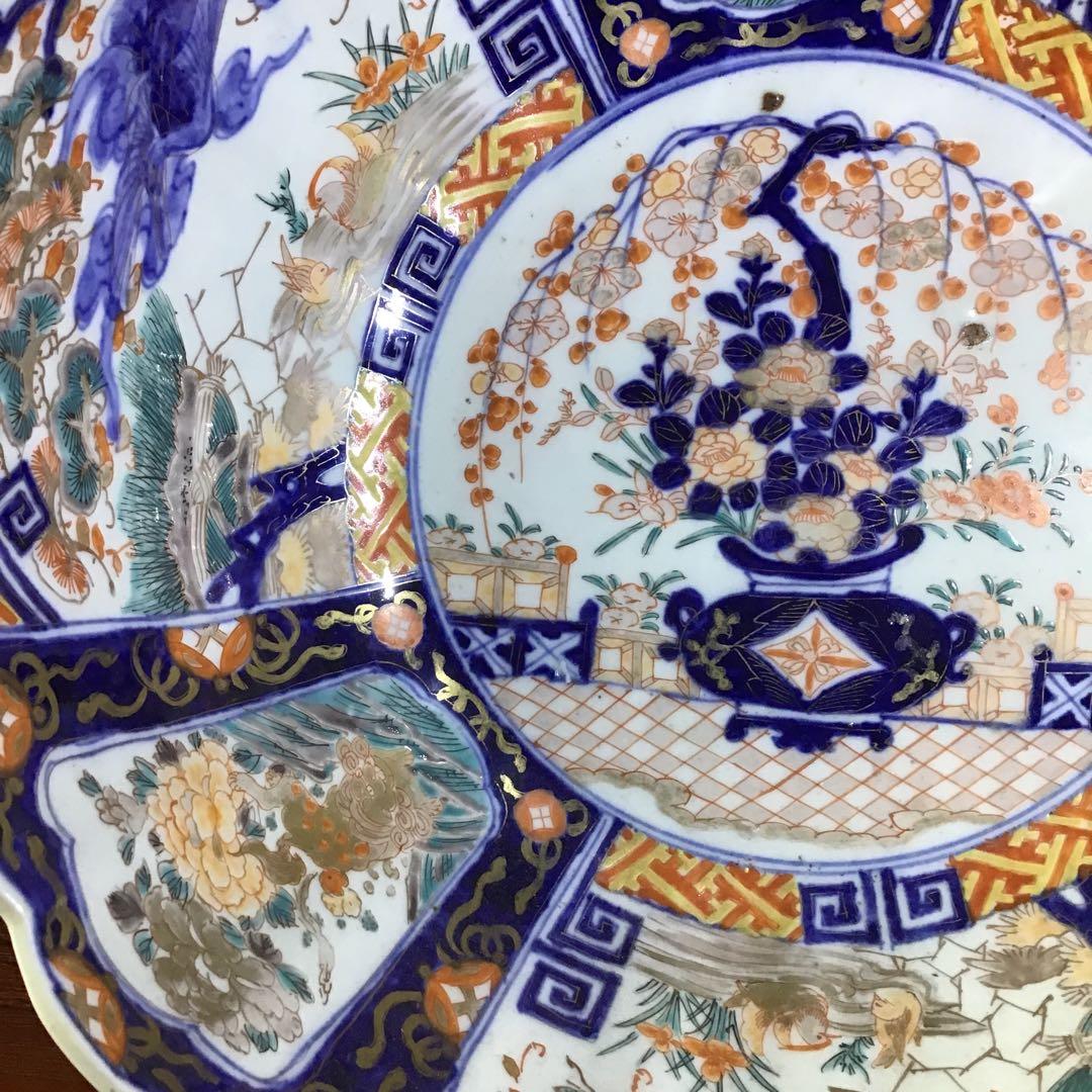 献上　古伊万里花篭手　大鉢　江戸期